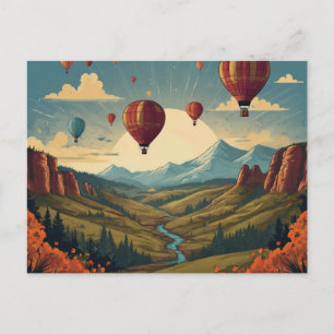 Hete luchtballonnen boven Valley Briefkaart