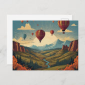 Hete luchtballonnen boven Valley Briefkaart (Voorkant / Achterkant)