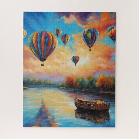 Hete luchtballonnen boven water legpuzzel (Verticaal)