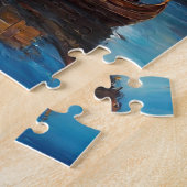 Hete luchtballonnen boven water legpuzzel (Zijkant)