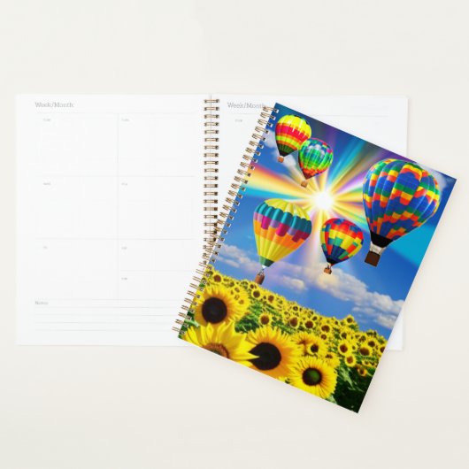 Hete luchtballonnen boven Zonnebloemen Planner (Display)