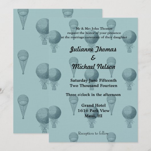 Hete luchtballonnen bruiloft kaart (Voorkant / Achterkant)