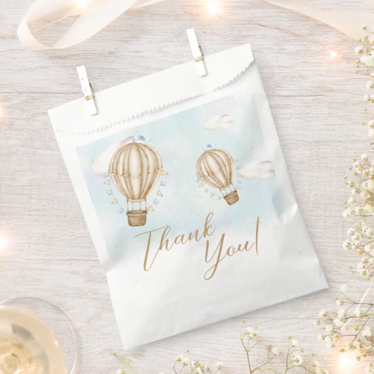 Hete Luchtballonnen bruine wolken Baby shower Bedankzakje (Geknipt)