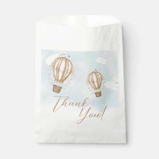 Hete Luchtballonnen bruine wolken Baby shower Bedankzakje (Voorkant)