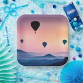 Hete Luchtballonnen en Bergen Papieren Bordje (Feest)