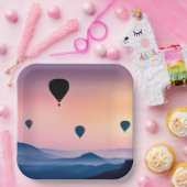 Hete Luchtballonnen en Bergen Papieren Bordje (Feest)