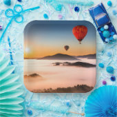 Hete Luchtballonnen en Bergscène Papieren Bordje (Feest)