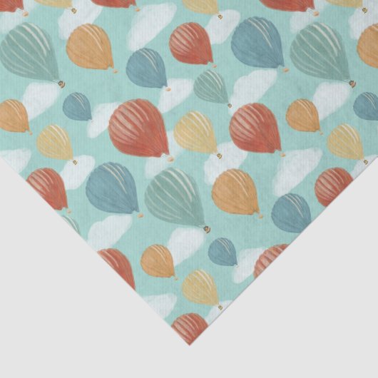 Hete Luchtballonnen en Witte Wolken Patterned Tissuepapier (Detail)