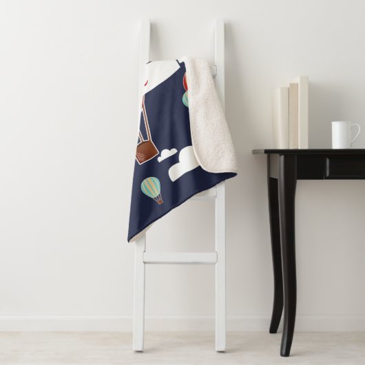 Hete luchtballonnen en wolken avontuur sherpa deken (In situ)