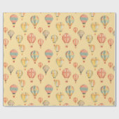 Hete Luchtballonnen Geel Baby shower Cadeaupapier (Vlak)