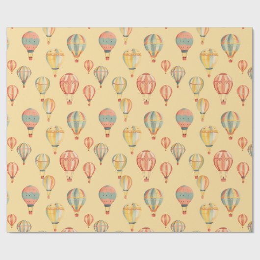 Hete Luchtballonnen Geel Baby shower Cadeaupapier (Vlak)