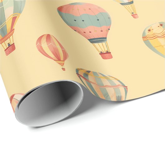Hete Luchtballonnen Geel Baby shower Cadeaupapier (Rol Hoek)