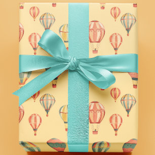 Hete Luchtballonnen Geel Baby shower Cadeaupapier