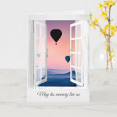 Hete Luchtballonnen in Berg Mist Sympathie Kaart (Gele Bloem)