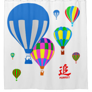 Hete Luchtballonnen in de lucht - Pursuit - op wit Douchegordijn