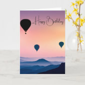 Hete luchtballonnen in de ochtend mist verjaardag kaart (Gele Bloem)