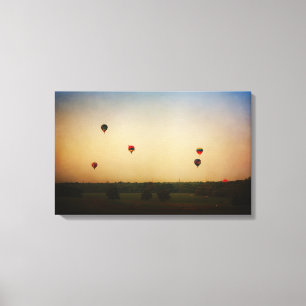 Hete Luchtballonnen in het Morning 3 paneelcanvas Canvas Afdruk