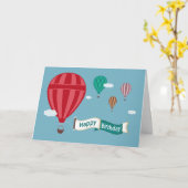 Hete luchtballonnen met banner Verjaardag Kaart (Gele Bloem)