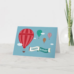 Hete luchtballonnen met banner Verjaardag Kaart