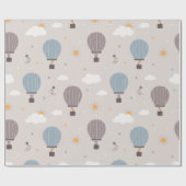 Hete luchtballonnen met dieren wikkelen papierrol cadeaupapier (Vlak)