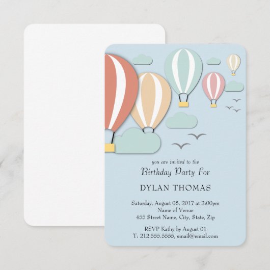 Hete Luchtballonnen Papercut Stijl Kaart (Voorkant / Achterkant)