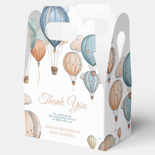 Hete Luchtballonnen Pastel Boy Reizen Baby shower Bedankdoosjes (Geopend)