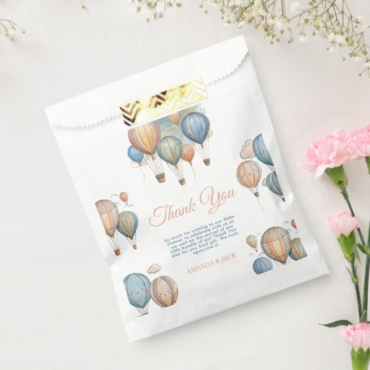 Hete Luchtballonnen Pastel Boy Reizen Baby shower Bedankzakje (Gezegeld)