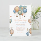 Hete Luchtballonnen Pastel Boy Reizen Baby shower Kaart (Staand voorkant)