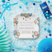 Hete Luchtballonnen Pastel Boy Reizen Baby shower Papieren Bordje (Feest)