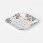 Hete Luchtballonnen Pastel Boy Reizen Baby shower Papieren Bordje (Gebogen)