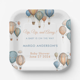 Hete Luchtballonnen Pastel Boy Reizen Baby shower Papieren Bordje