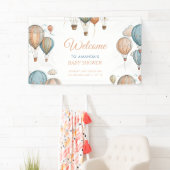 Hete Luchtballonnen Pastel Boy Reizen Baby shower Spandoek (Insitu)