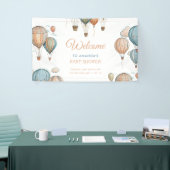 Hete Luchtballonnen Pastel Boy Reizen Baby shower Spandoek (Beurs)