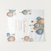 Hete Luchtballonnen Pastel Boy Reizen Baby shower Wandkleed (Voorkant (horizontaal))