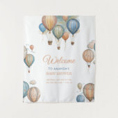 Hete Luchtballonnen Pastel Boy Reizen Baby shower Wandkleed (Voorkant)
