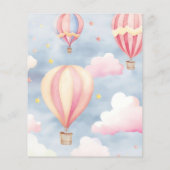 Hete luchtballonnen roze meisje Baby shower uitnod (Achterkant)