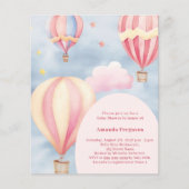 Hete luchtballonnen roze meisje Baby shower uitnod (Voorkant)
