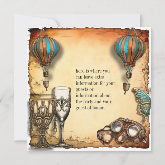 Hete Luchtballonnen Steampunk Goggles Viering Kaart (Achterkant)