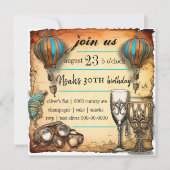 Hete Luchtballonnen Steampunk Goggles Viering Kaart (Voorkant)