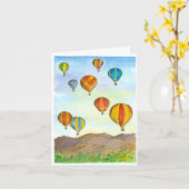Hete Luchtballonnen Sunrise Mountains Happy Birthd Kaart (Gele Bloem)