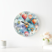 Hete Luchtballonnen Waterverf Kunst Grote Klok (Huis)