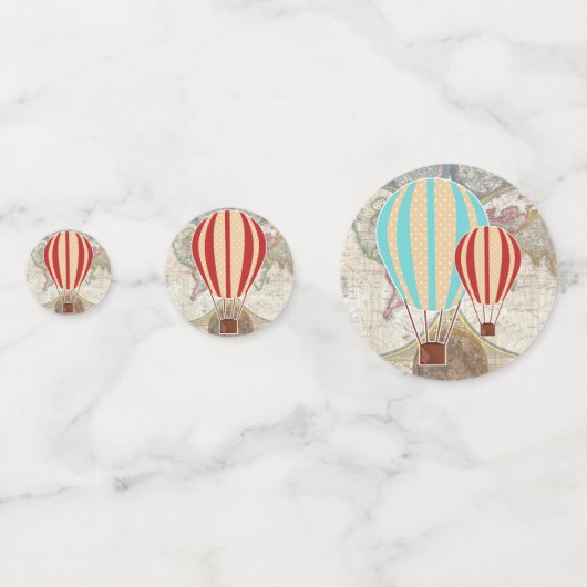 Hete Luchtballonnen &  Wereldkaart Confetti (Achterkanten)