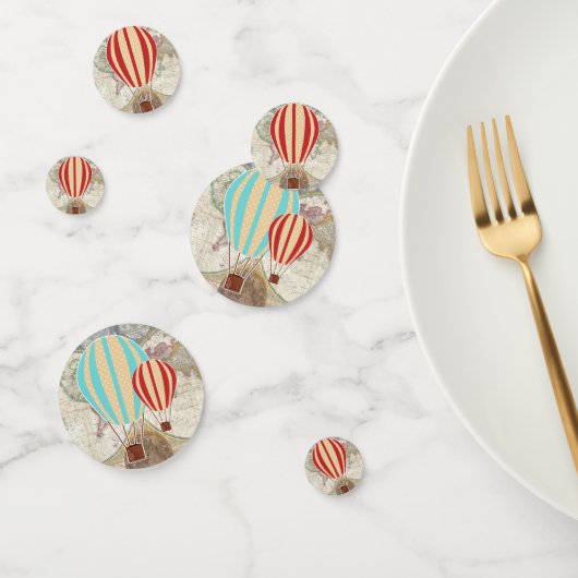 Hete Luchtballonnen &  Wereldkaart Confetti (Groep)