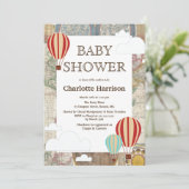 Hete Luchtballonnen & Wolken Wereld Reizen Baby sh Kaart (Staand voorkant)