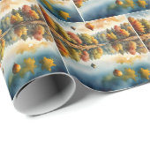 Hete luchtballonnen zweven boven een herfstmeer cadeaupapier (Rol Hoek)