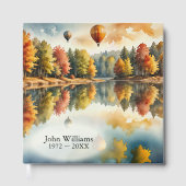 Hete luchtballonnen zweven boven een herfstmeer gastenboek (Voorkant)