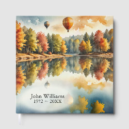 Hete luchtballonnen zweven boven een herfstmeer gastenboek