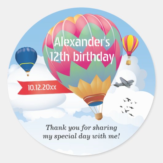 Hete Luchtballonpartij Ronde Sticker (Voorkant)