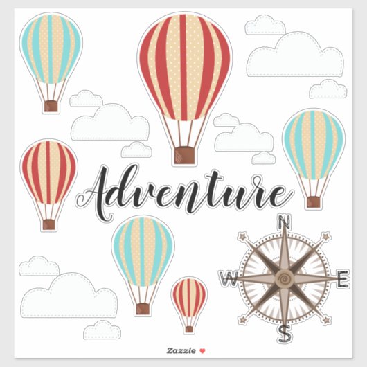 Hete Luchtballons Avontuur Sticker (Vel)