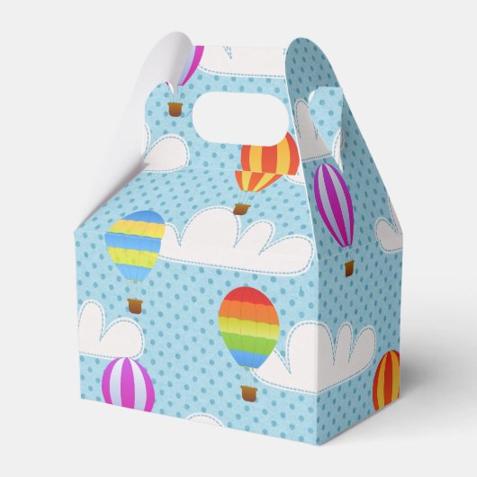 Hete Luchtballons in Bewolkte Dotty Sky Bedankdoosjes (Voorkant Zijde)